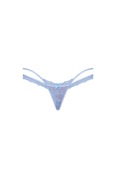 Magic Silk Ooh La Lace Cross Strap Split Crotch Tanga Periwinkle