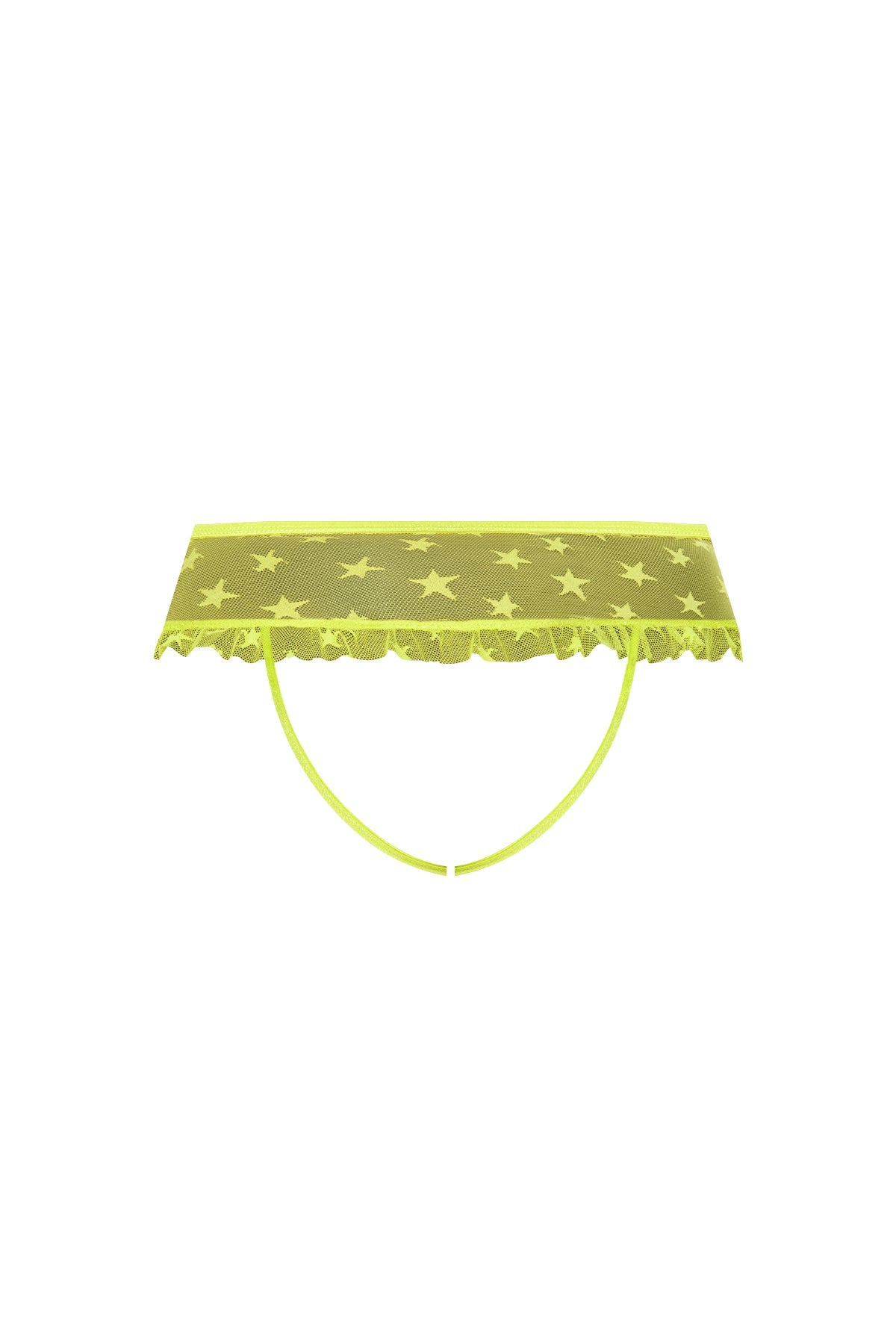 Magic Silk Love Star Skirted Hipster with Open Crotch Panty Neon Chartreuse