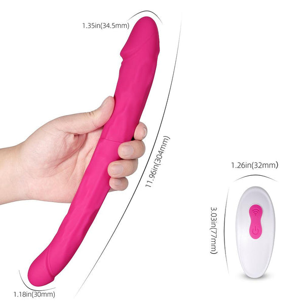 Sappho 12 In Double Ended Remote Control Vibrating Dildo