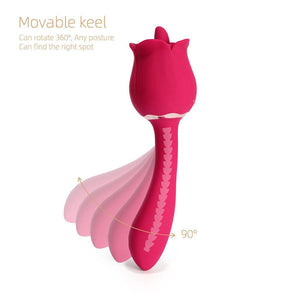 Rhea Clit Licking Tongue Rose 9 Mode Vibrator & G Spot Massager Red