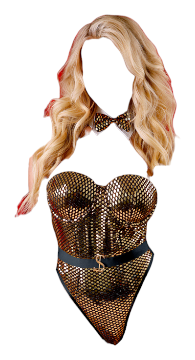 Fantasy Lingerie Play High Roller Costume Sequined Bodysuit With Molded Cups Gold