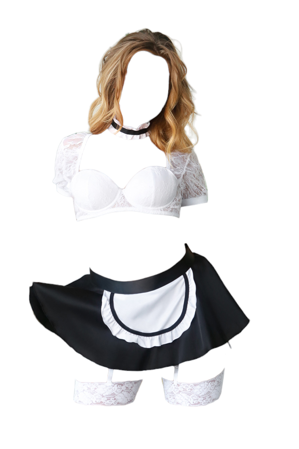 Fantasy Lingerie Play Be My Guest Maid Costume Set Black/White