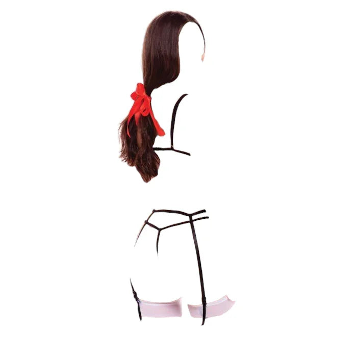 Rene Rofe 5 PC Teachers Pet Sexy Bra with G-String Costume Set Red/White One Size