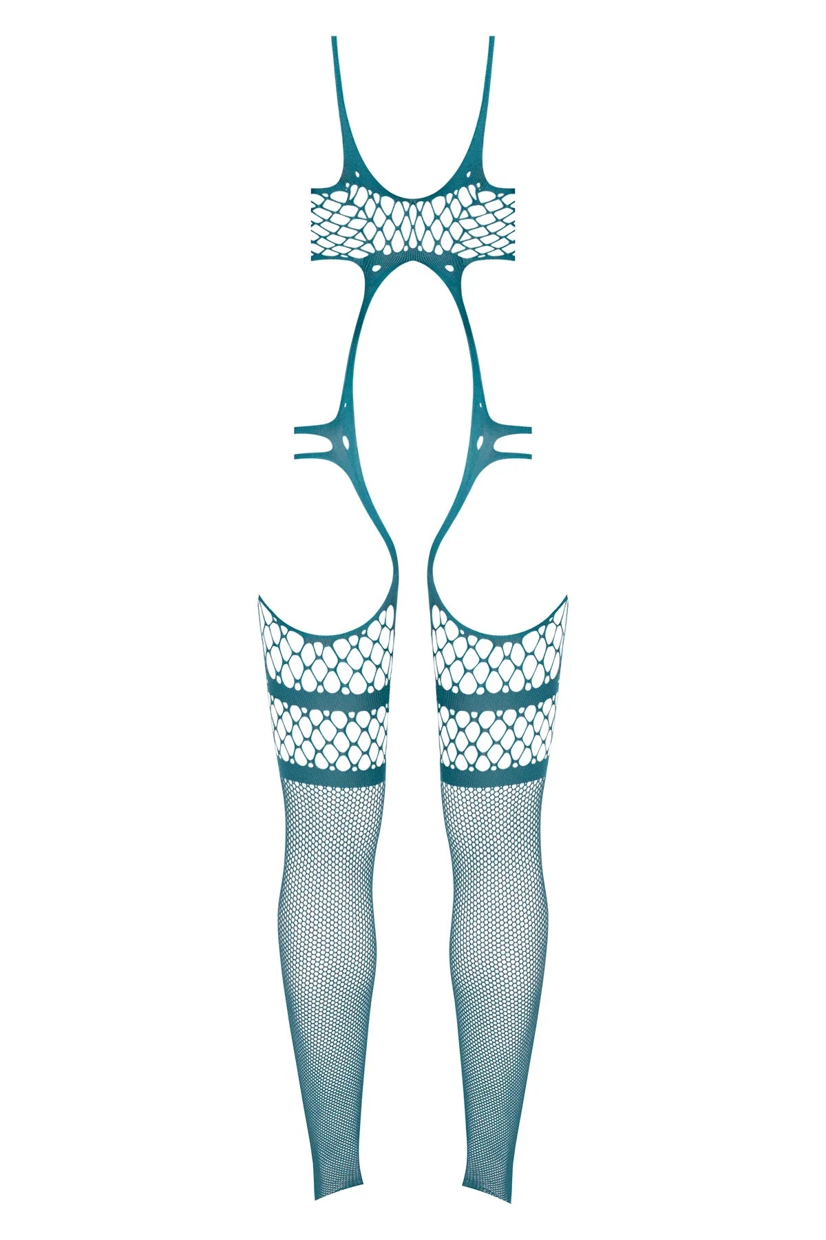 Magic Silk Seamless Bandeau Top Catsuit with Toe Loops Teal OS