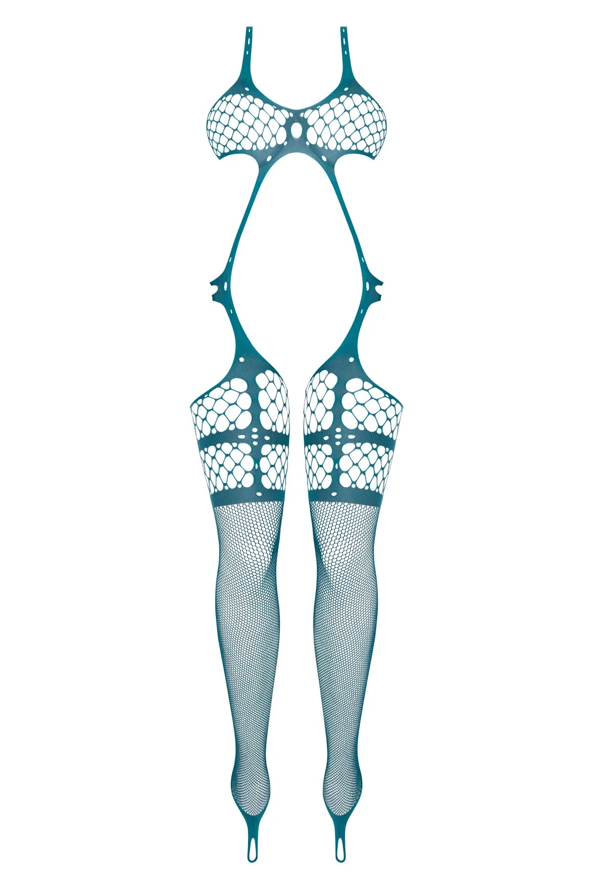 Magic Silk Seamless Bandeau Top Catsuit with Toe Loops Teal OS