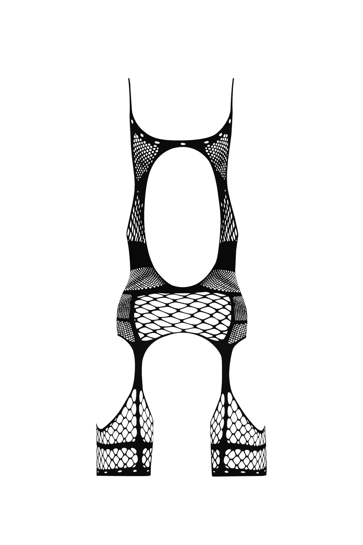 Magic Silk Seamless Halter Merrywidow with Thigh Cuffs Black OS