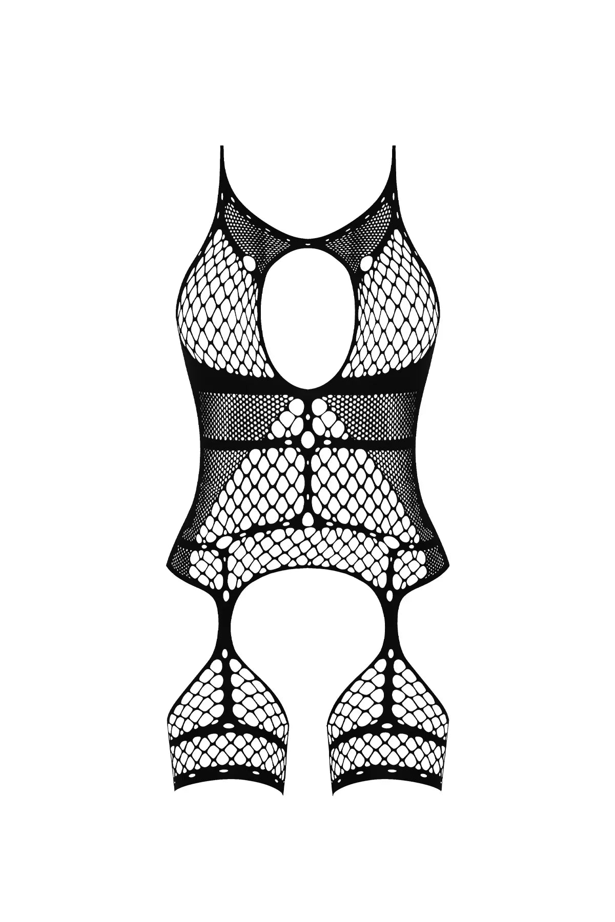 Magic Silk Seamless Halter Merrywidow with Thigh Cuffs Black OS