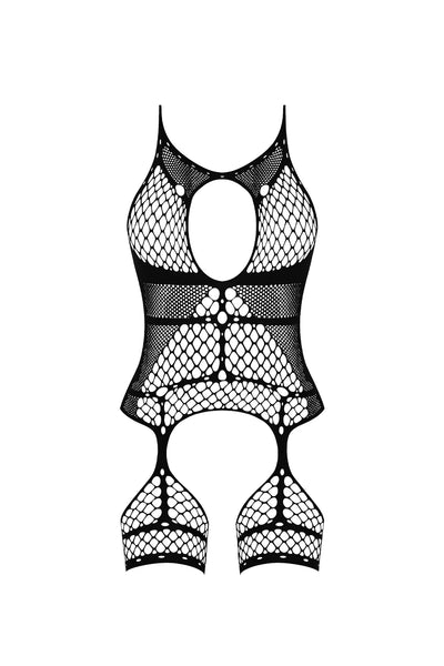 Magic Silk Seamless Halter Merrywidow with Thigh Cuffs Black OS