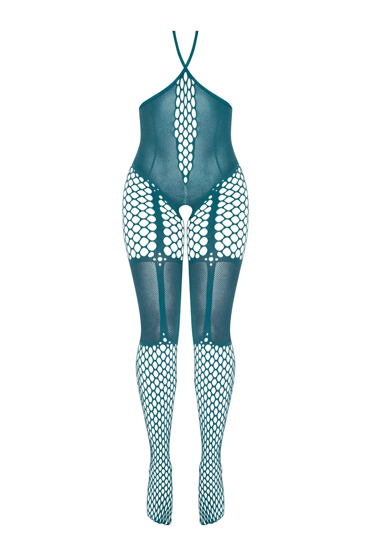 Magic Silk Seamless Cupless & Crotchless Catsuit Teal OS
