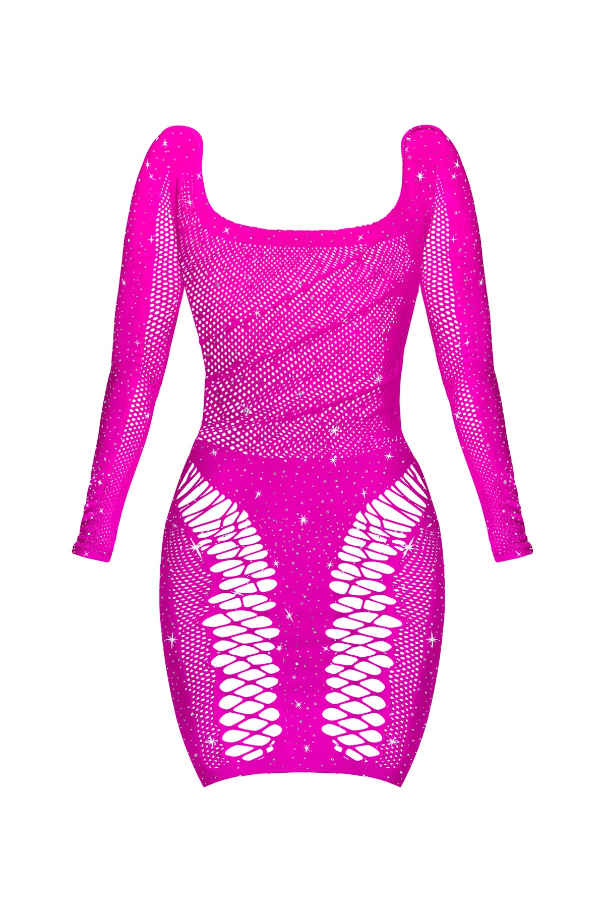 Magic Silk Seamless Long Sleeve Above the Knee Blacklight Reflective Dress Pink One Size