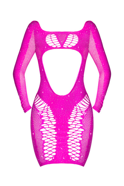 Magic Silk Seamless Long Sleeve Above the Knee Dress Pink O/S