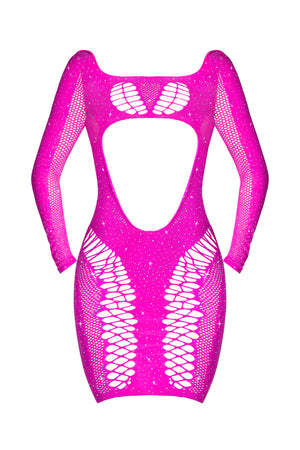 Magic Silk Seamless Long Sleeve Above the Knee Dress Pink O/S