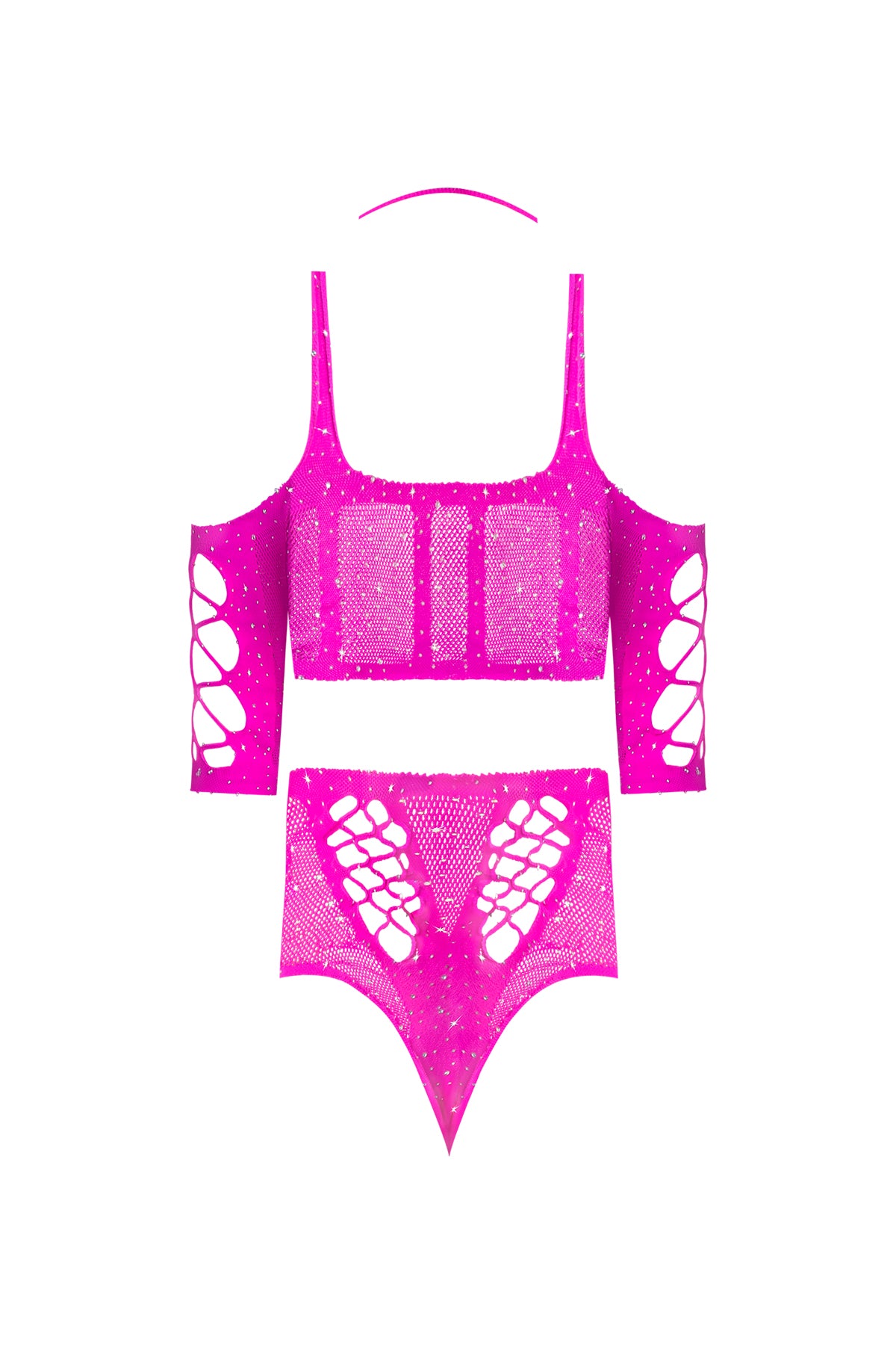 Magic Silk Seamless Bra & Cupless Teddy Set Pink One Size