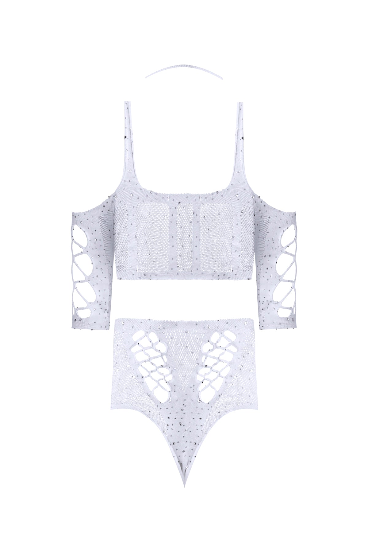 Magic Silk Seamless Bra & Cupless Teddy Set White One Size