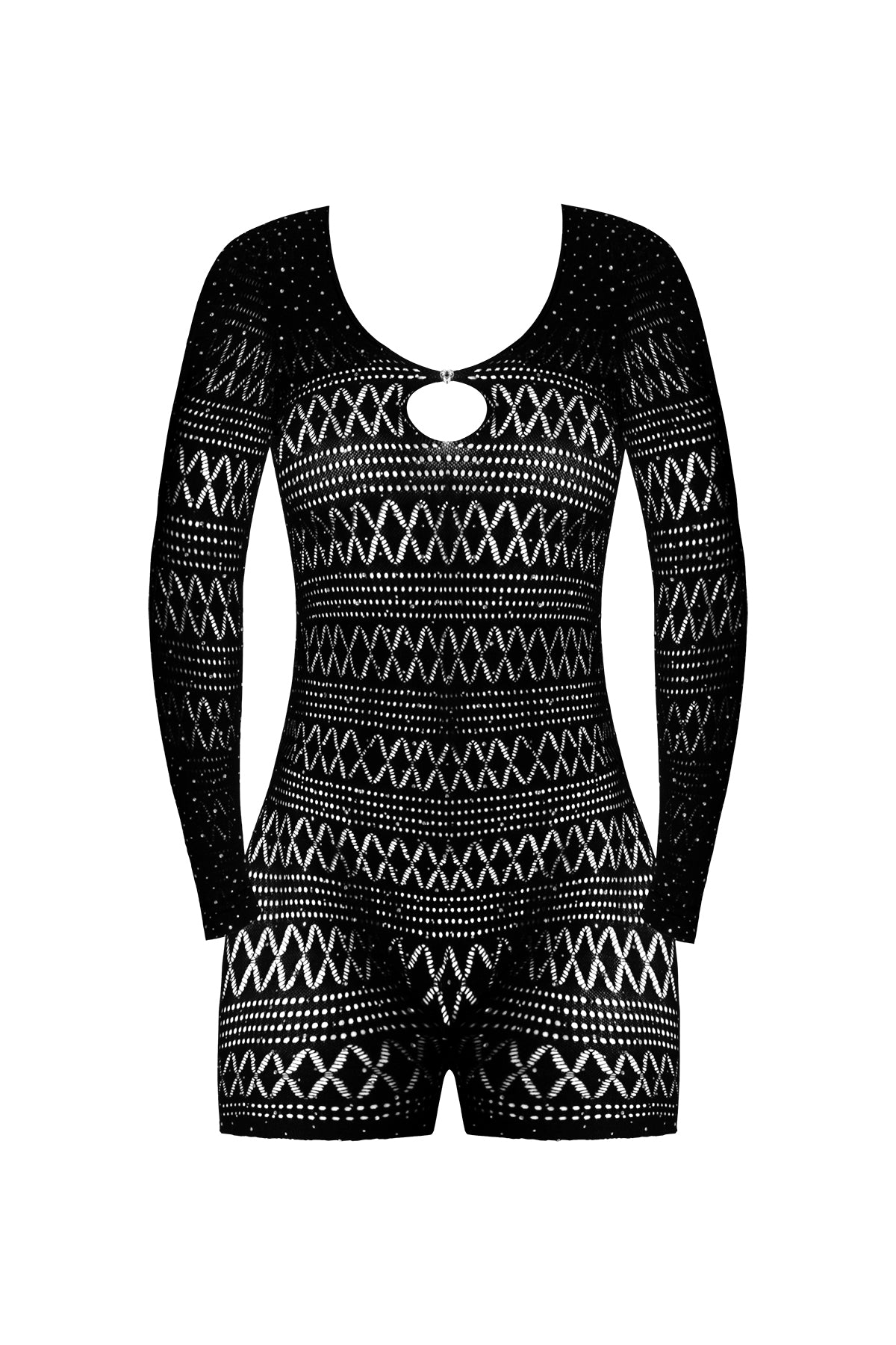 Magic Silk Seamless Long Sleeve Romper Black One Size