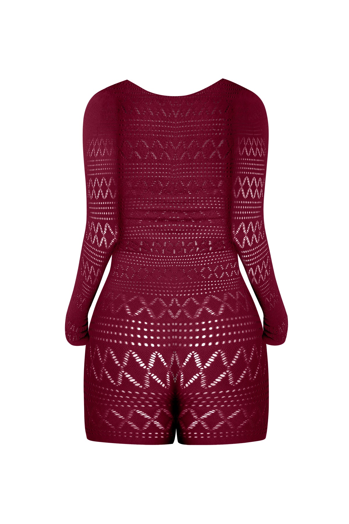 Magic Silk Seamless Long Sleeve Romper Burgundy One Size