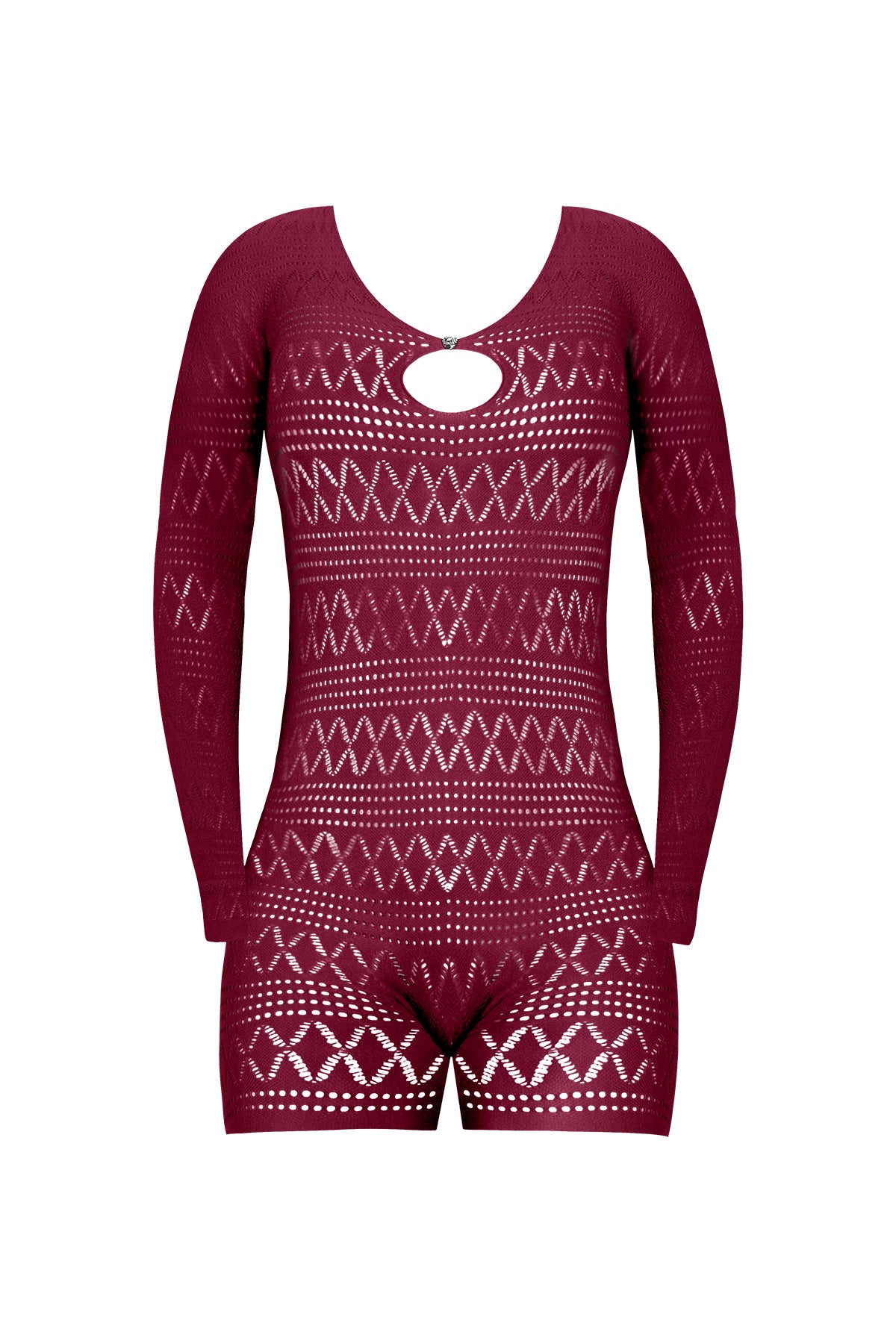 Magic Silk Seamless Long Sleeve Romper Burgundy One Size