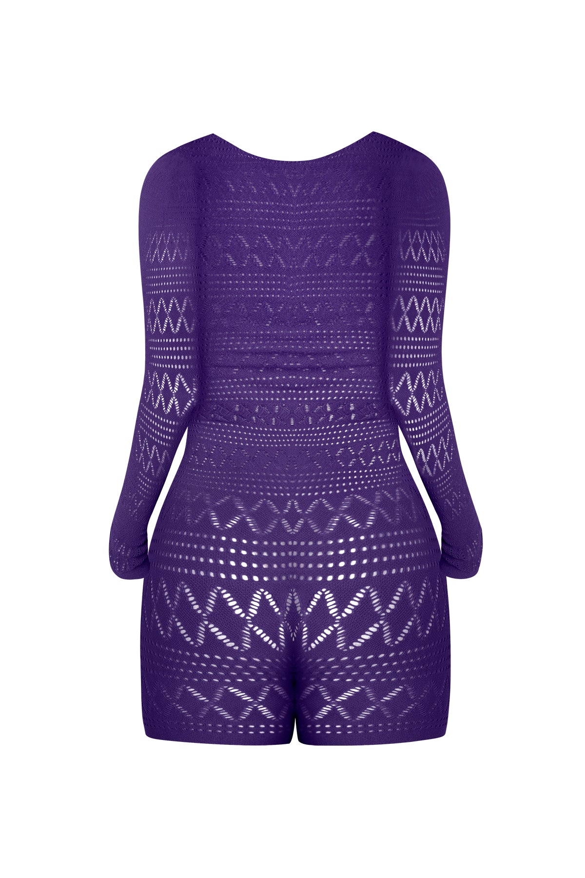 Magic Silk Seamless Long Sleeve Romper Purple One Size