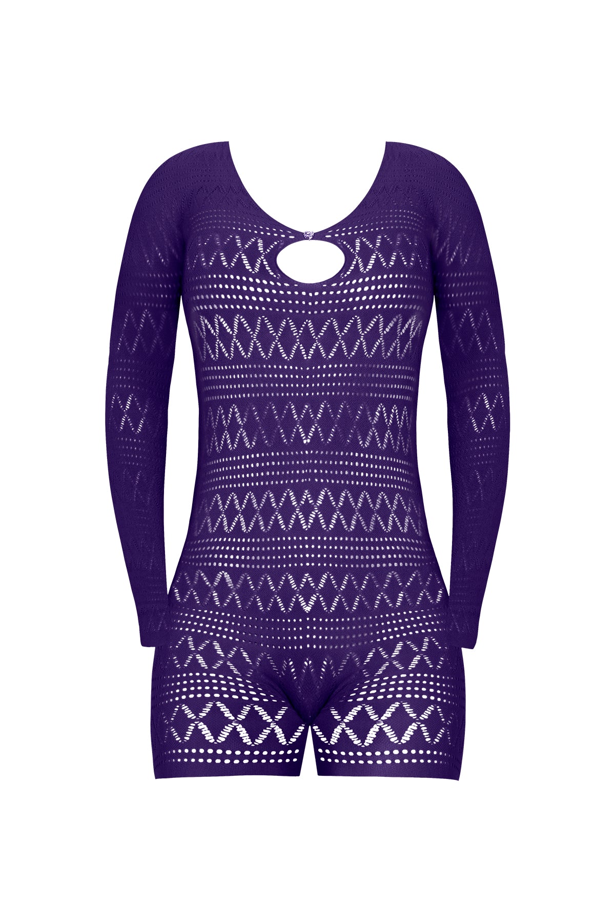 Magic Silk Seamless Long Sleeve Romper Purple One Size