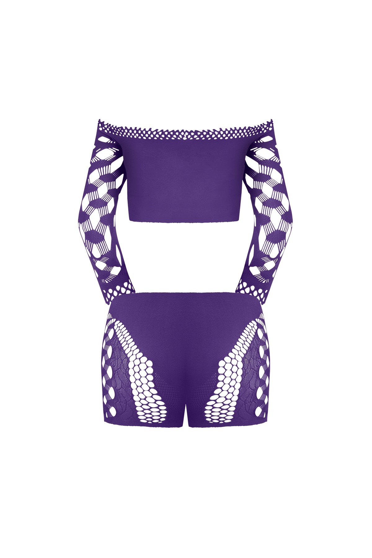 Magic Silk Seamless Crop Top & Short Set with Rhinestones Purple One Size