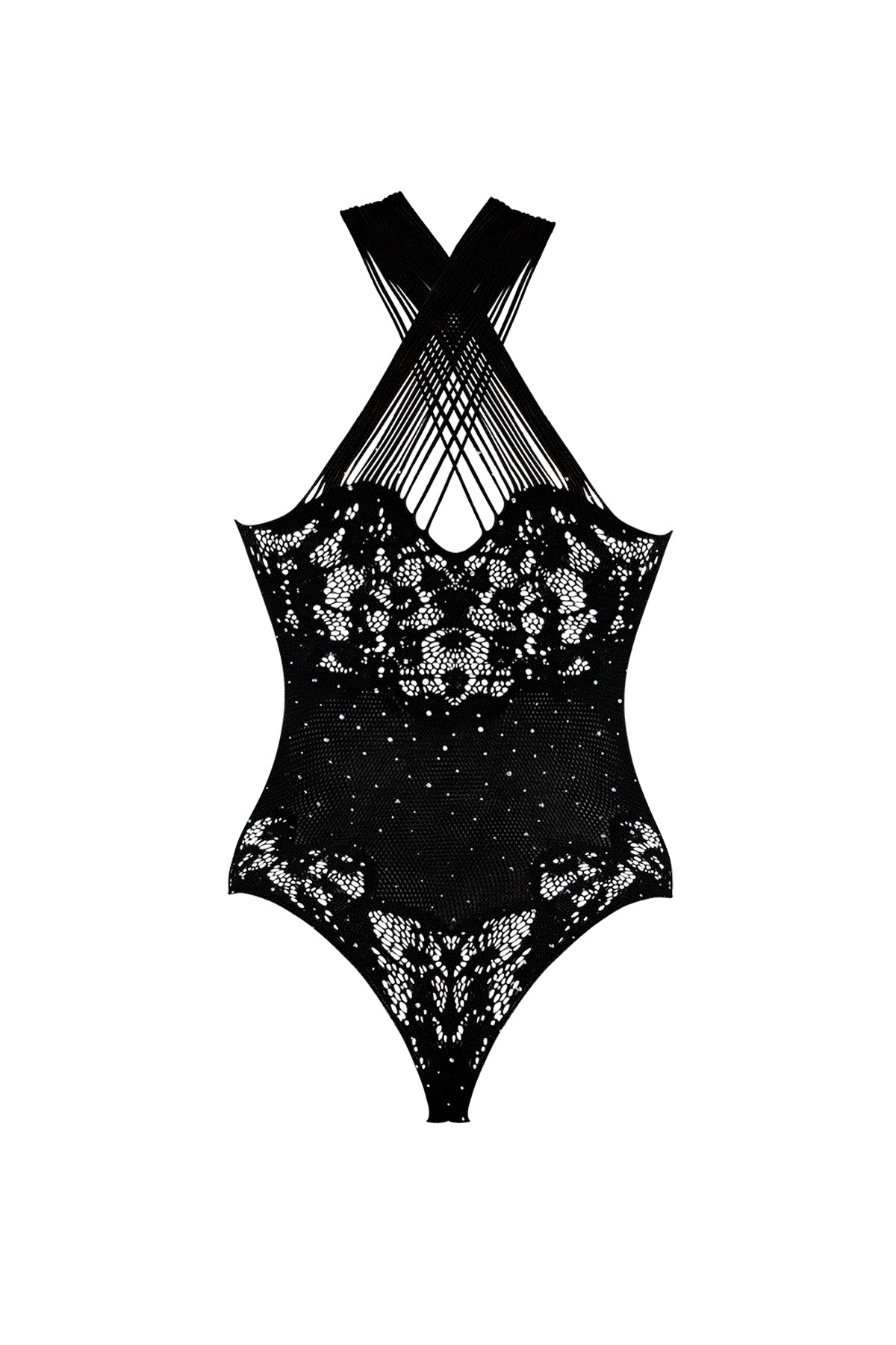 Magic Silk Seamless Crotchless Teddy Black One Size