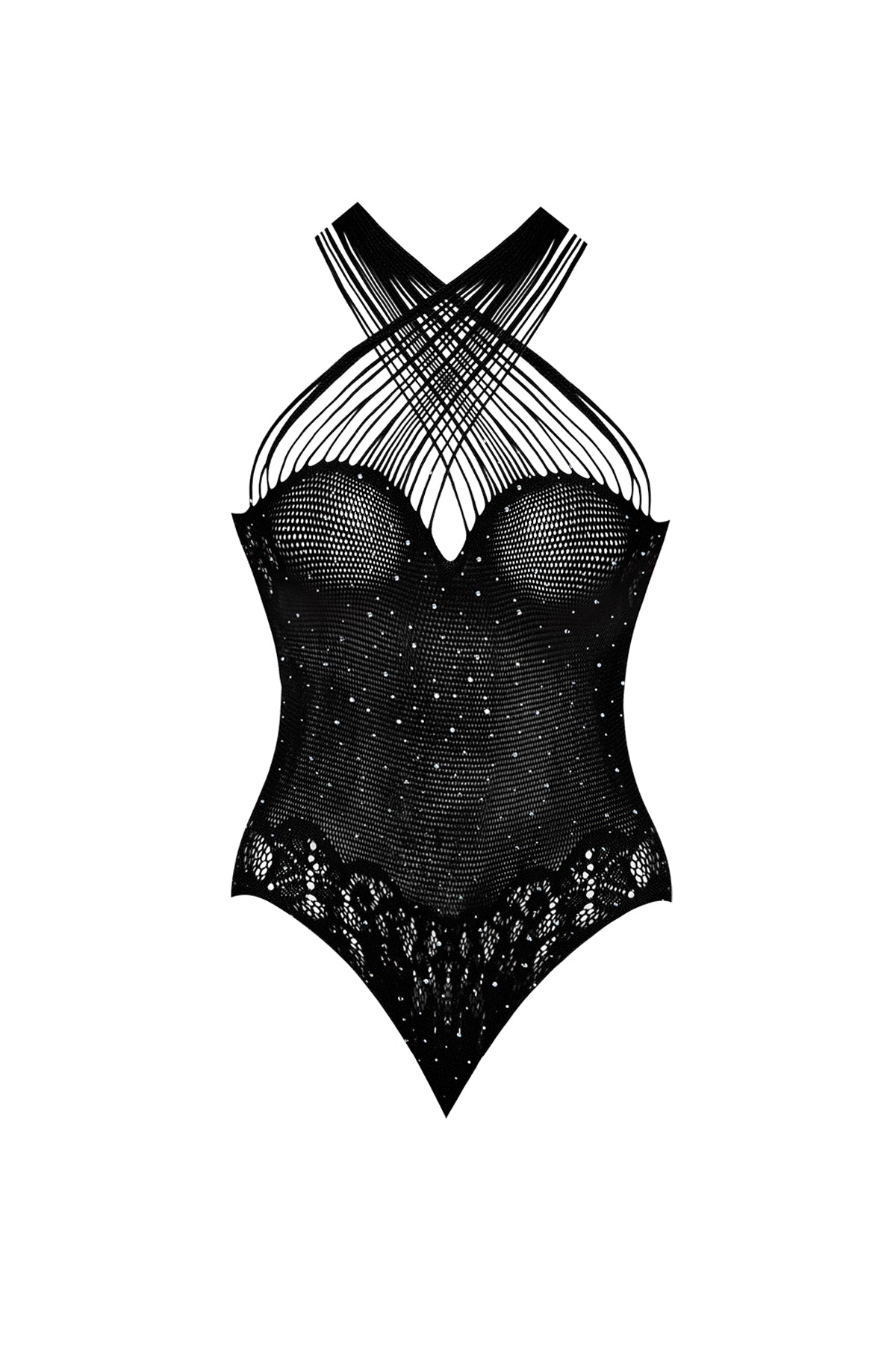 Magic Silk Seamless Crotchless Teddy Black One Size