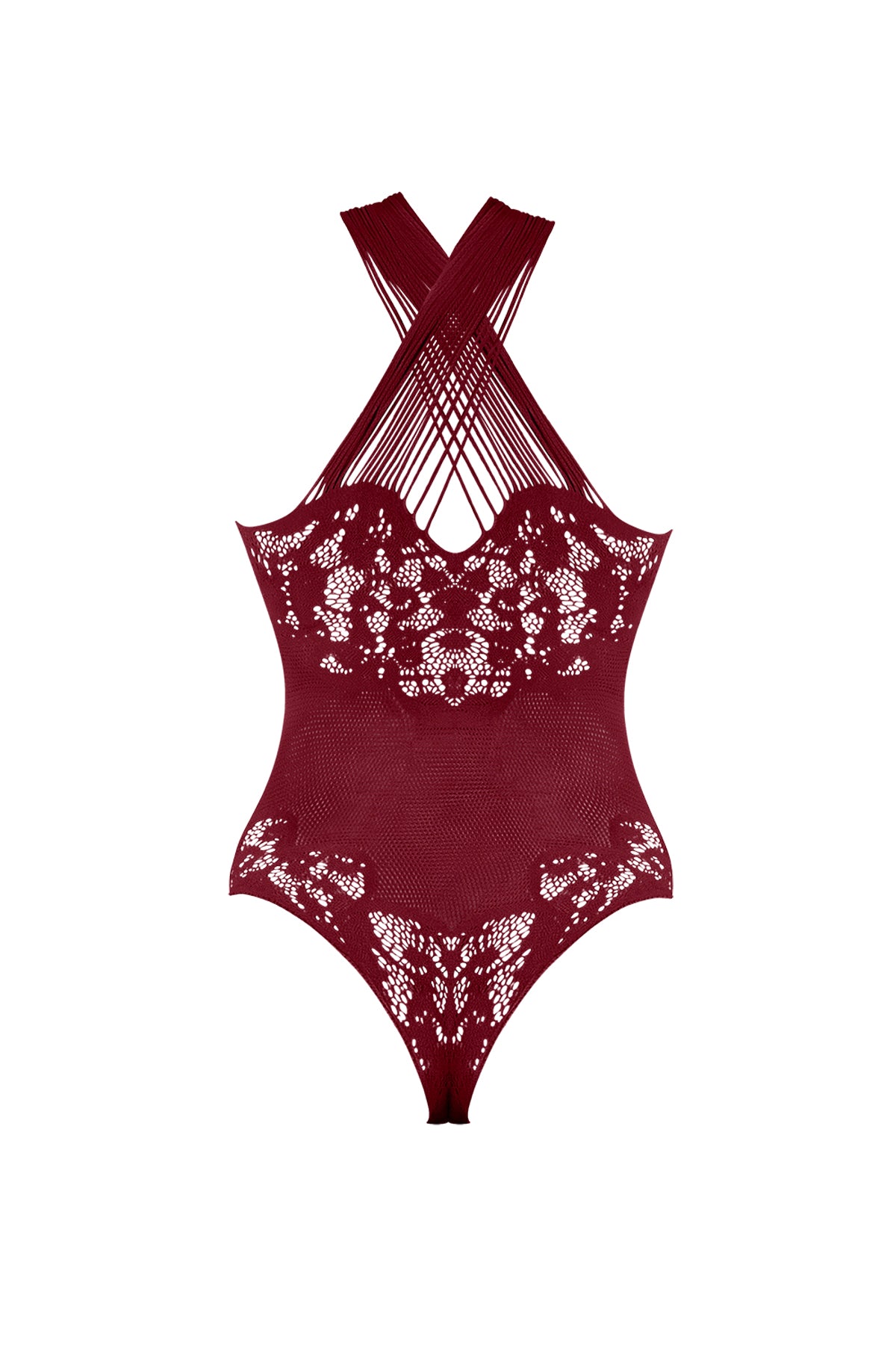 Magic Silk Seamless Crotchless Teddy Burgundy One Size