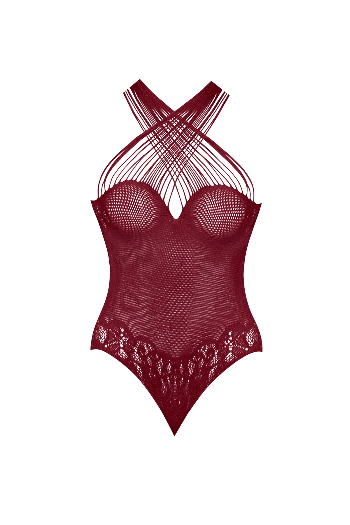 Magic Silk Seamless Crotchless Teddy Burgundy One Size