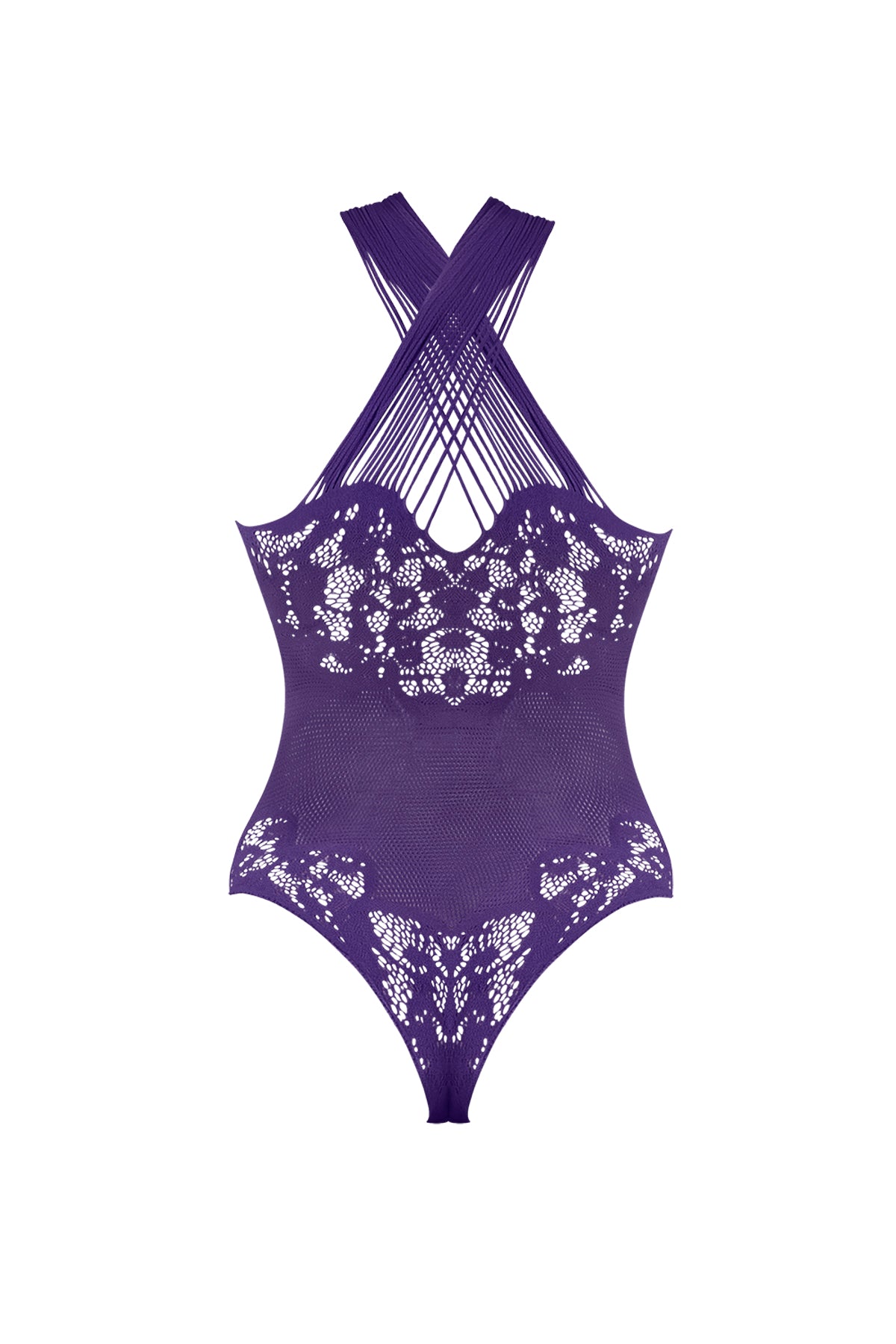 Magic Silk Seamless Crotchless Teddy Purple One Size