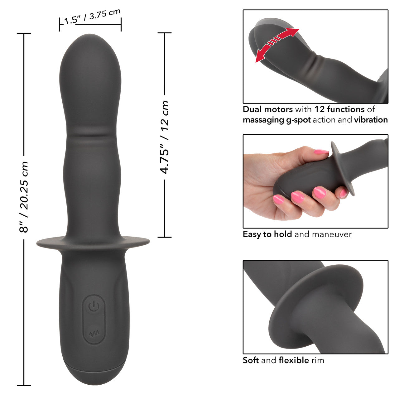 Calexotics Ramrod Rocking Dual Motor 12 Function Vibrator Gray