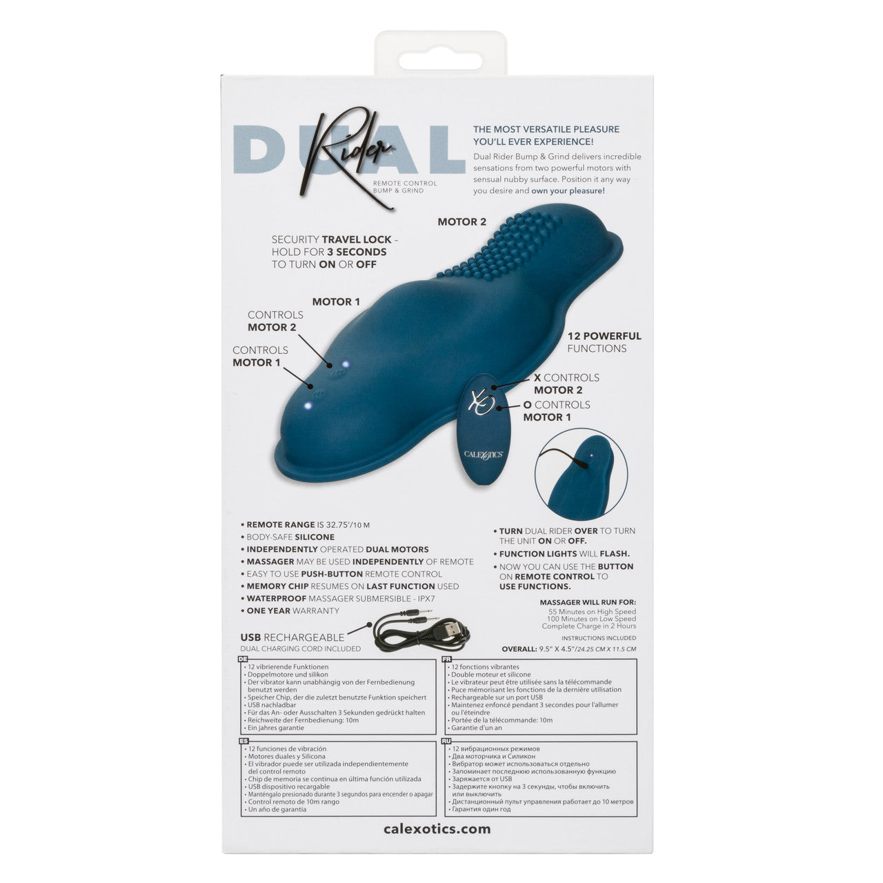 Dual Rider Rechargeable Silicone Remote Control Bump & Grind Massager Blue