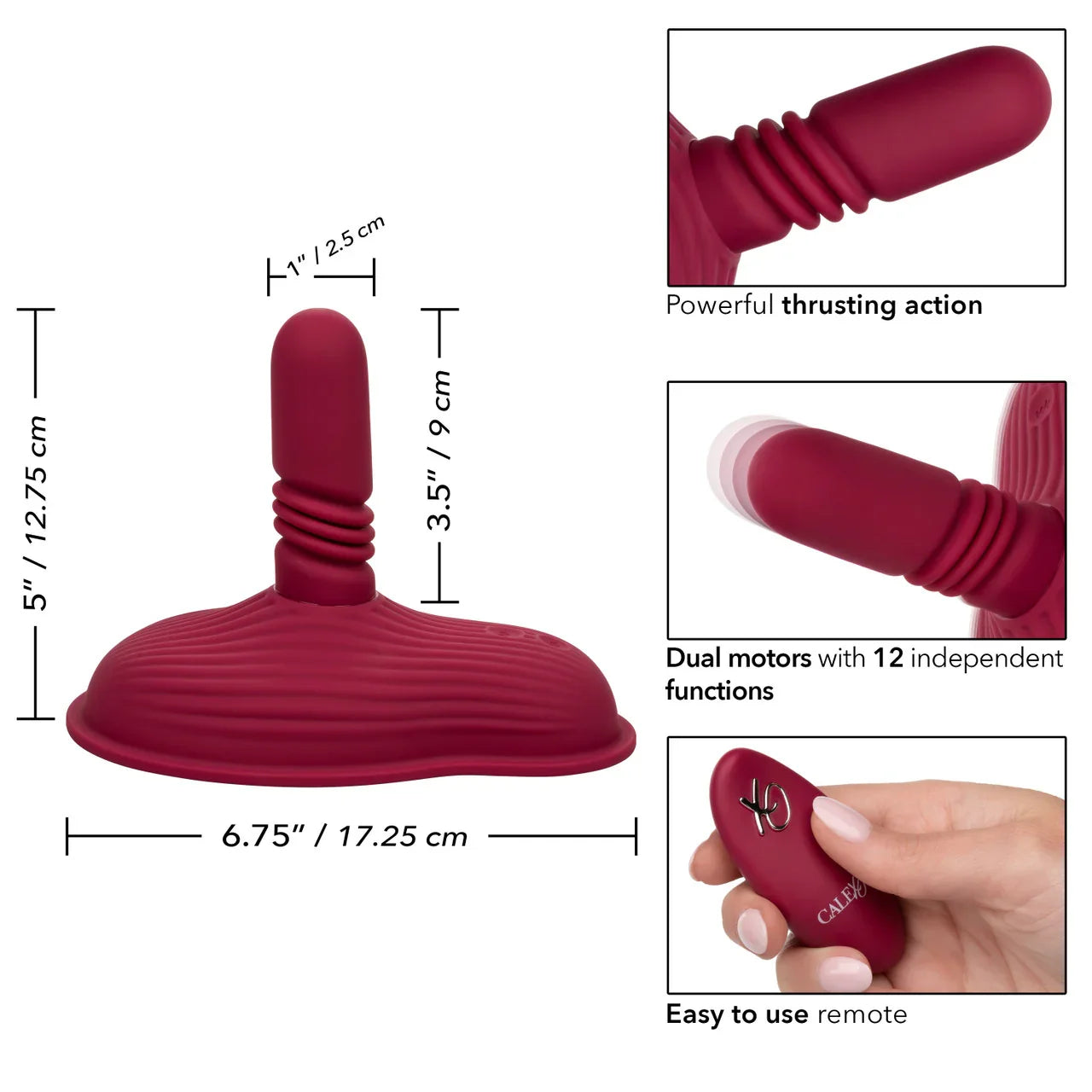 Dual Rider Rechargeable Silicone Remote Control Thrust & Grind Massager Red
