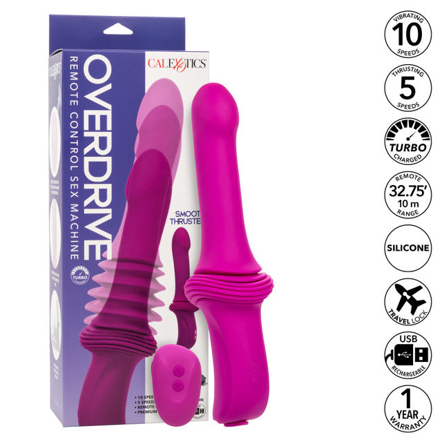 Overdrive Remote Control Rechargeable Silicone 10 Speed 5 Function Sex Machine Ridge Thruster