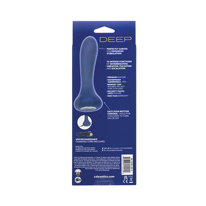 Deep Curve Rechargeable Silicone Anal Probe Blue