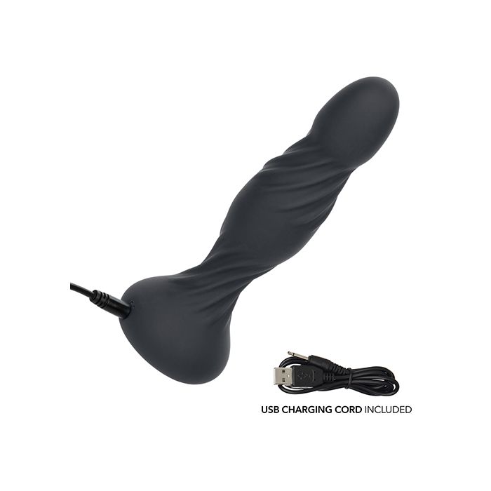 Deep Swirl Rechargeable Silicone Reverberating Anal Probe Black