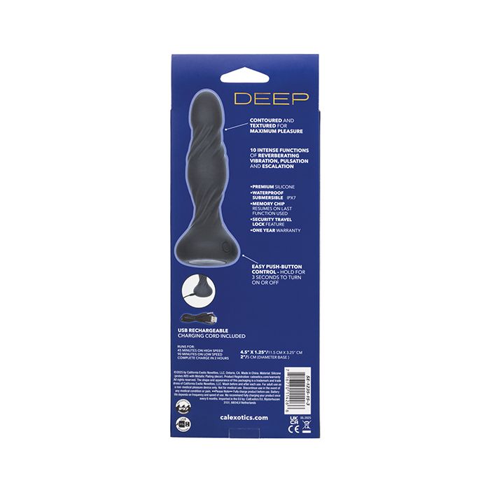 Deep Swirl Rechargeable Silicone Reverberating Anal Probe Black