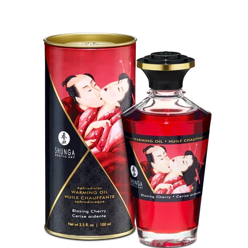 Shunga Warming Massage Oil Blazing Cherry 3.5 OZ