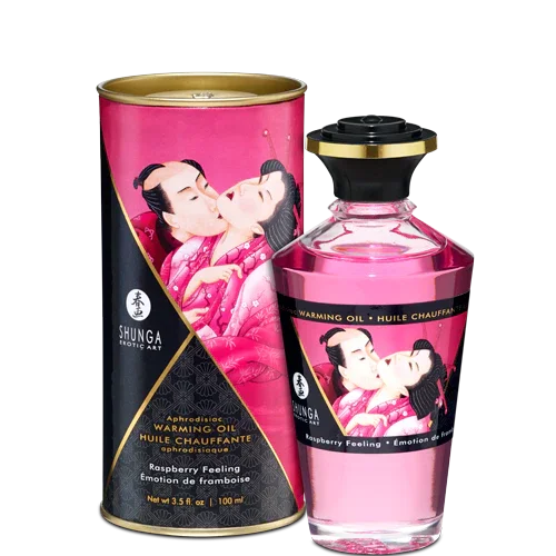 Shunga Warming Massage Oil Raspberry Feeling 3.5 Oz