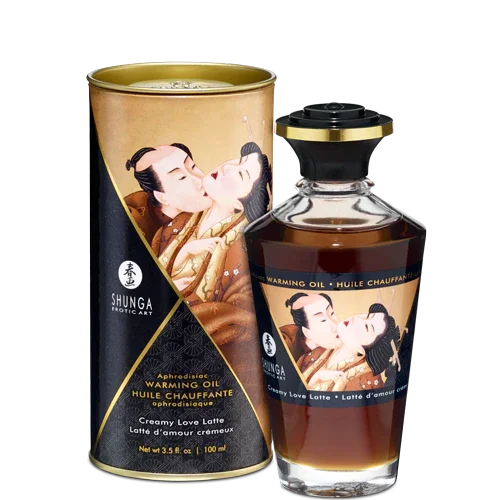 Shunga Warming Massage Oil Creamy Love Latte 3.5 Oz