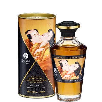 Shunga Warming Massage Oil Caramel Kisses 3.5 Oz