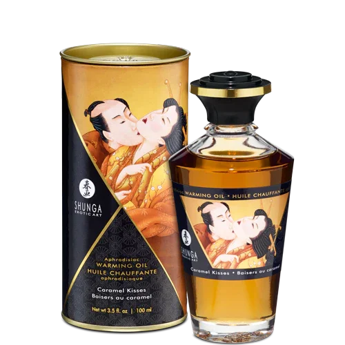 Shunga Warming Massage Oil Caramel Kisses 3.5 Oz
