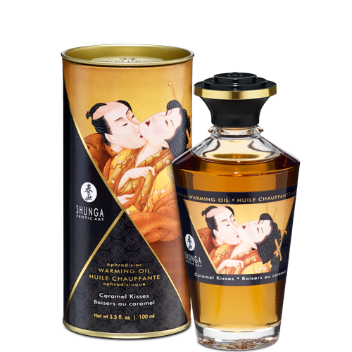 Shunga Warming Massage Oil Caramel Kisses 3.5 Oz