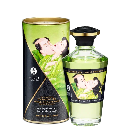 Shunga Warming Massage Oil Midnight Sorbet 3.5 Oz