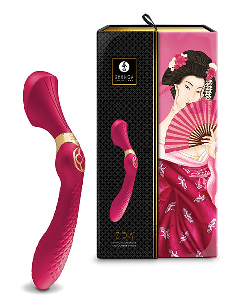 Shunga Zoa Intimate Massager Powerful Clitoris & Labia Vibrator Raspberry