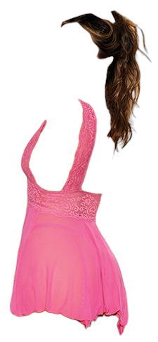 Shirley of Hollywood Valentine Heart Stretch Lace Babydoll & G-String Hot Pink