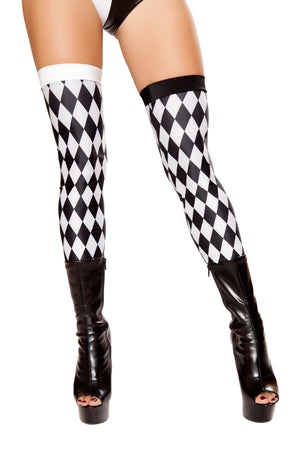 Roma Costume Thigh High Jester Leggings Black/White One Size