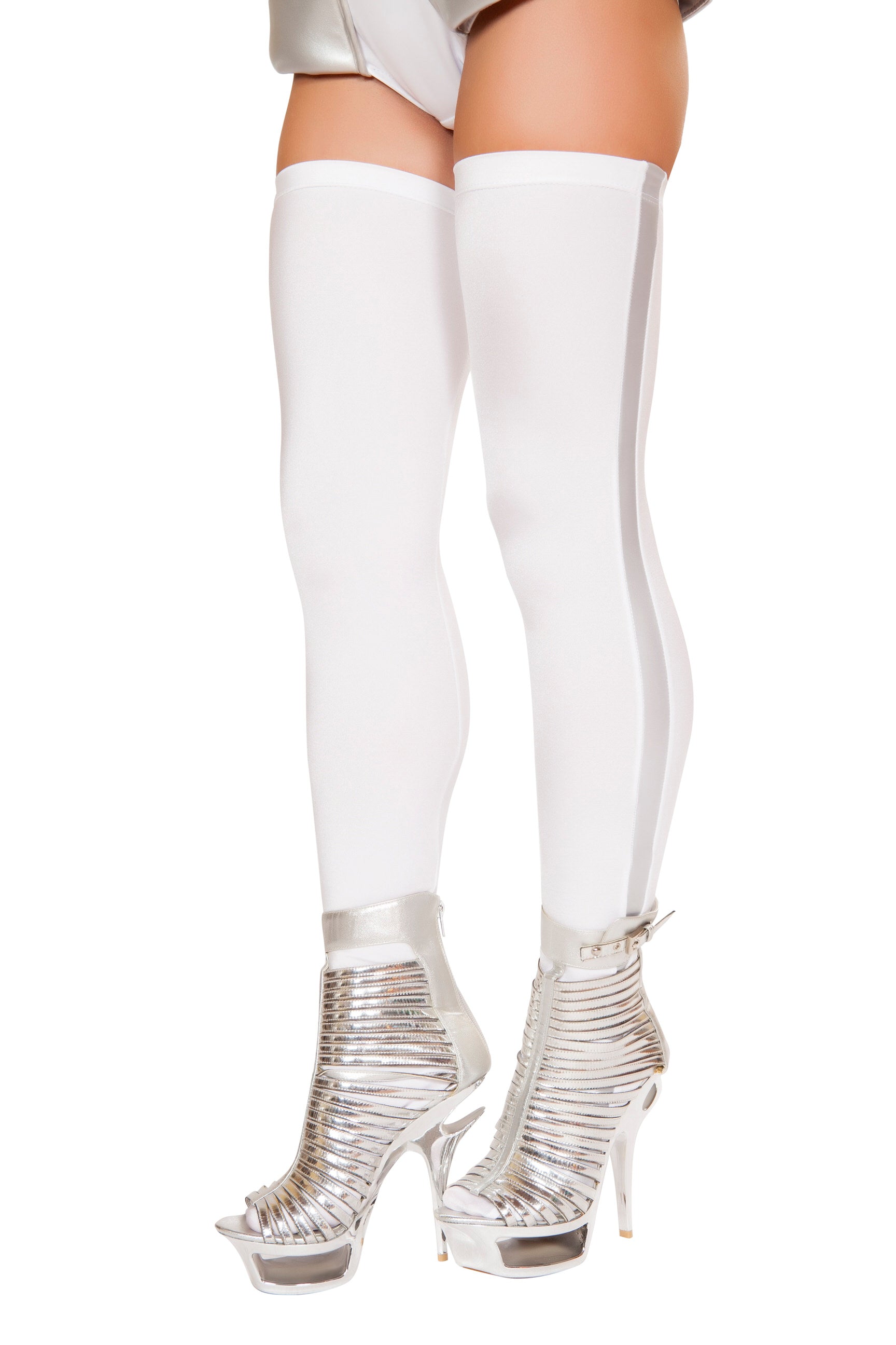 Roma Costume Thigh High Astronaut Leggings White/Grey One Size