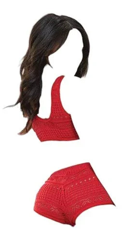 Seven Til Midnight Knit Bralette & Cheeky Shorts Flame Scarlet