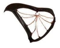 Seven Til Midnight Holiday Stretch Satin Panty w/Rhinestone Chain Back Black