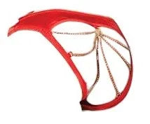 Seven Til Midnight Holiday Stretch Satin Panty w/Rhinestone Chain Back Red